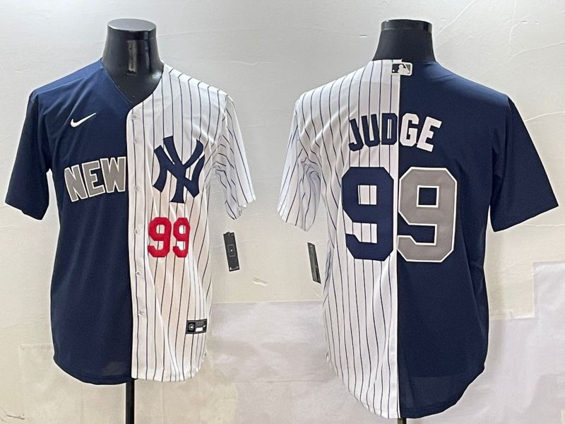 Men New York Yankees #99 Judge White Stripe Blue Game Nike 2025 MLB Jersey style 4->new york yankees->MLB Jersey